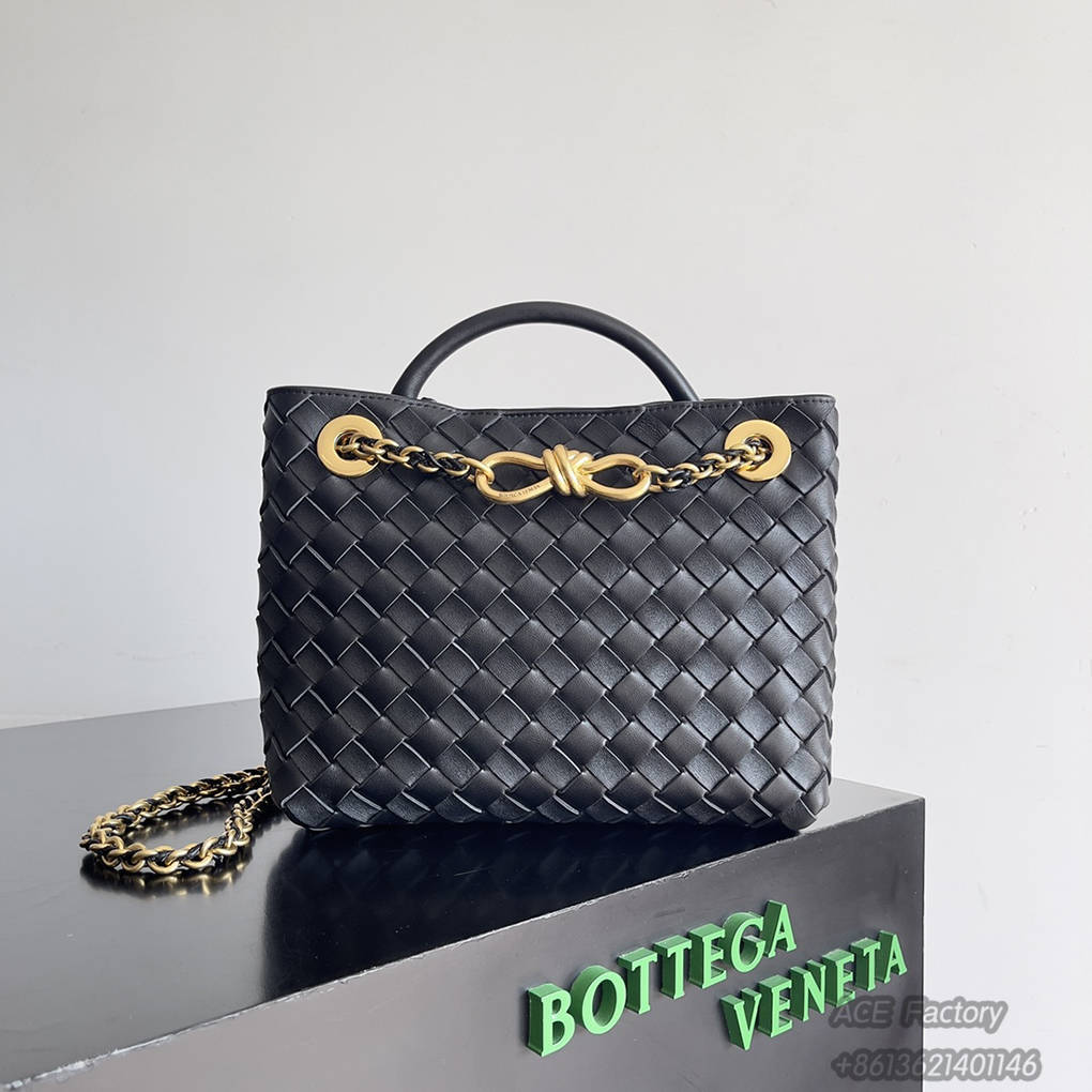 Bottega Veneta Spring  Summer New Arrivals Small ANDIAMO Chain Shoulder Bag 786008 Intreccio Braided Sheepskin Handbag Luxury Designer Mirror 9A 25cm