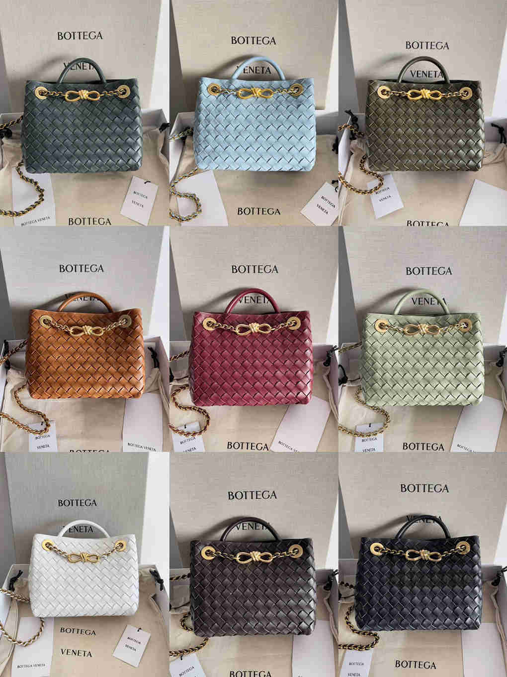 Bottega Veneta Spring  Summer New Arrivals Small ANDIAMO Chain Shoulder Bag 786008 Intreccio Braided Sheepskin Handbag Luxury Designer Mirror 9A 25cm