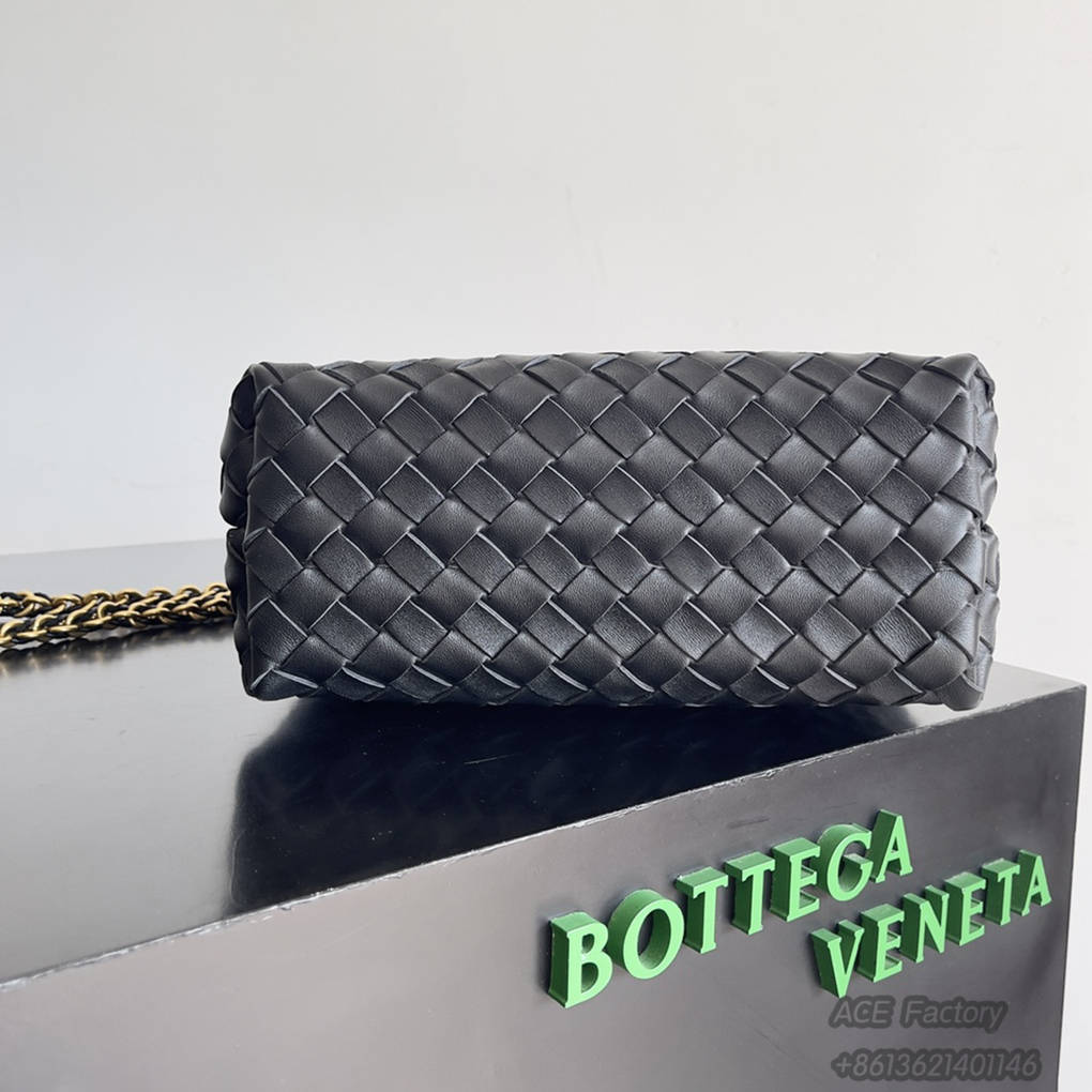 Bottega Veneta Spring  Summer New Arrivals Small ANDIAMO Chain Shoulder Bag 786008 Intreccio Braided Sheepskin Handbag Luxury Designer Mirror 9A 25cm