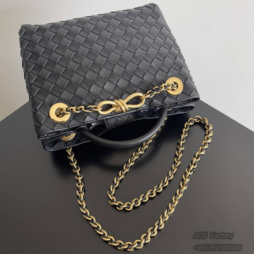 Bottega Veneta Spring  Summer New Arrivals Small ANDIAMO Chain Shoulder Bag 786008 Intreccio Braided Sheepskin Handbag Luxury Designer Mirror 9A 25cm