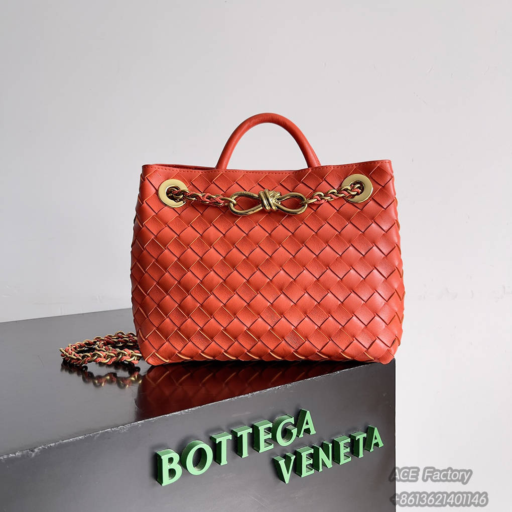 Bottega Veneta Spring  Summer New Arrivals Small ANDIAMO Chain Shoulder Bag 786008 Intreccio Braided Sheepskin Handbag Luxury Designer Mirror 9A 25cm