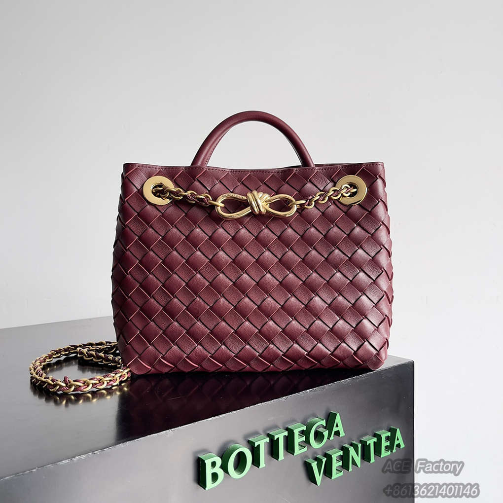 Bottega Veneta Spring  Summer New Arrivals Small ANDIAMO Chain Shoulder Bag 786008 Intreccio Braided Sheepskin Handbag Luxury Designer Mirror 9A 25cm