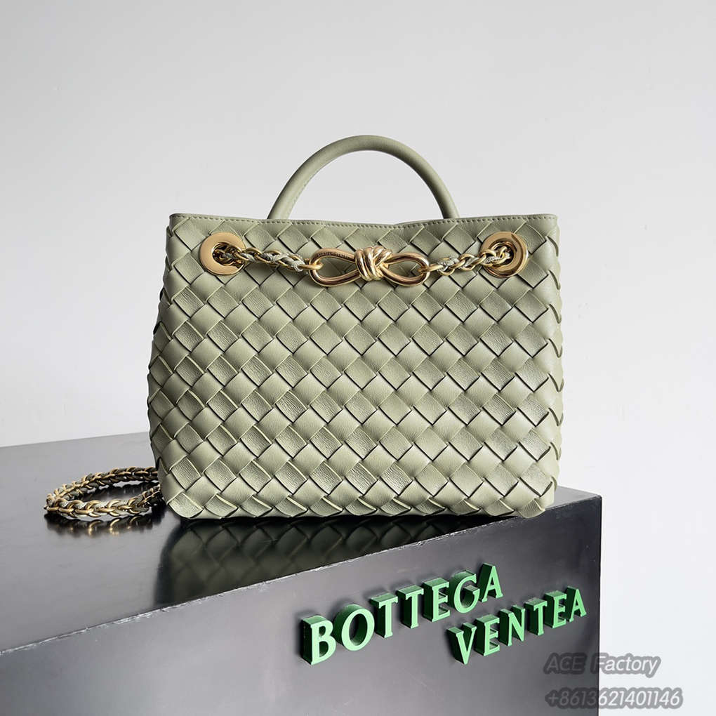 Bottega Veneta Spring  Summer New Arrivals Small ANDIAMO Chain Shoulder Bag 786008 Intreccio Braided Sheepskin Handbag Luxury Designer Mirror 9A 25cm