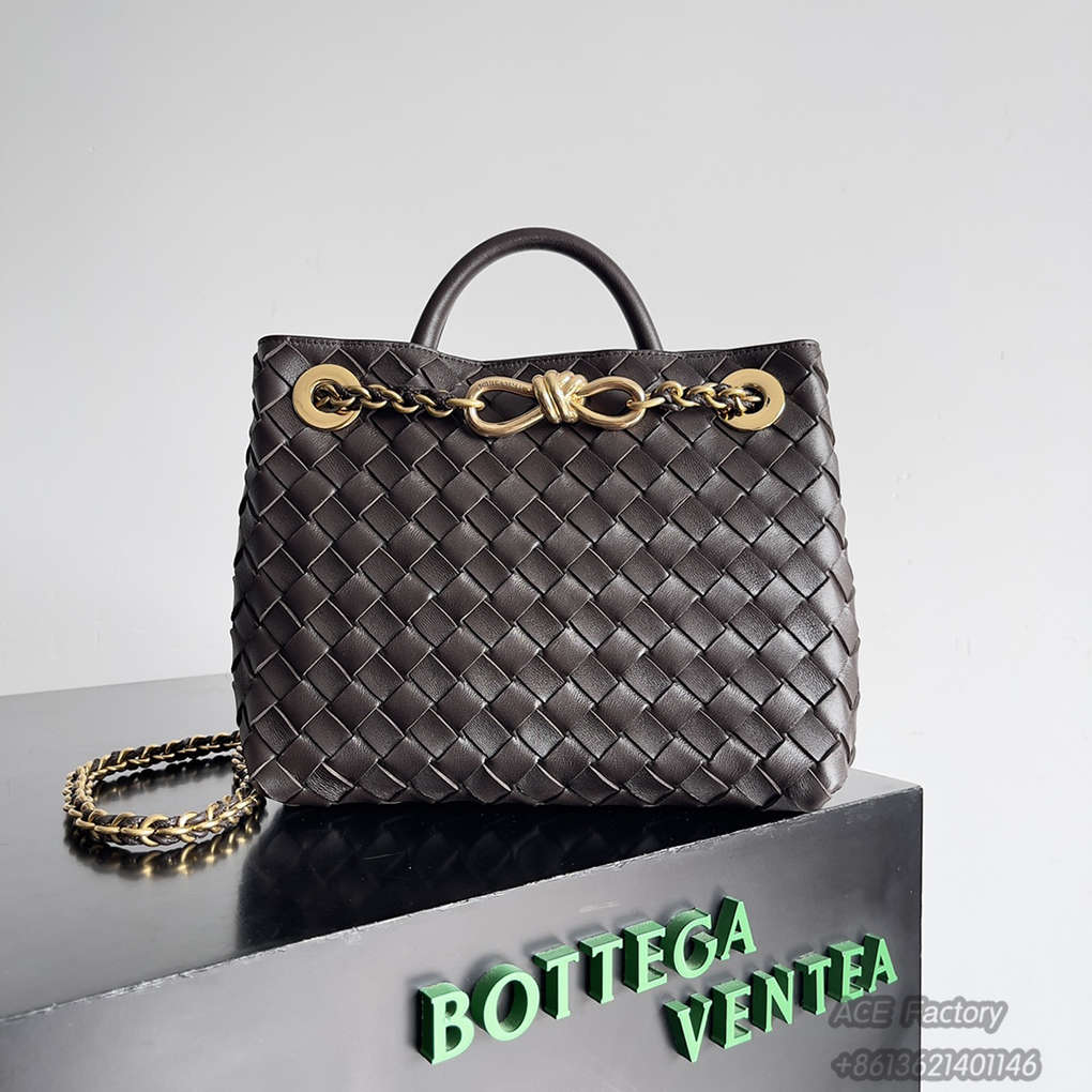 Bottega Veneta Spring  Summer New Arrivals Small ANDIAMO Chain Shoulder Bag 786008 Intreccio Braided Sheepskin Handbag Luxury Designer Mirror 9A 25cm