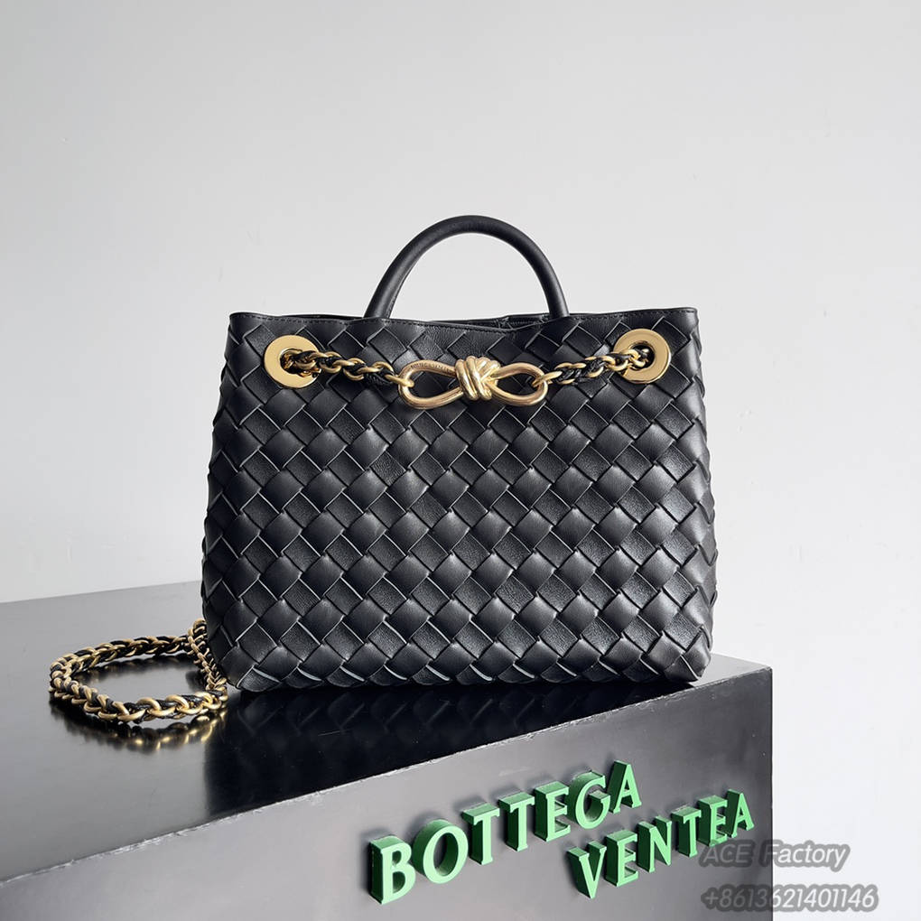 Bottega Veneta Spring  Summer New Arrivals Small ANDIAMO Chain Shoulder Bag 786008 Intreccio Braided Sheepskin Handbag Luxury Designer Mirror 9A 25cm