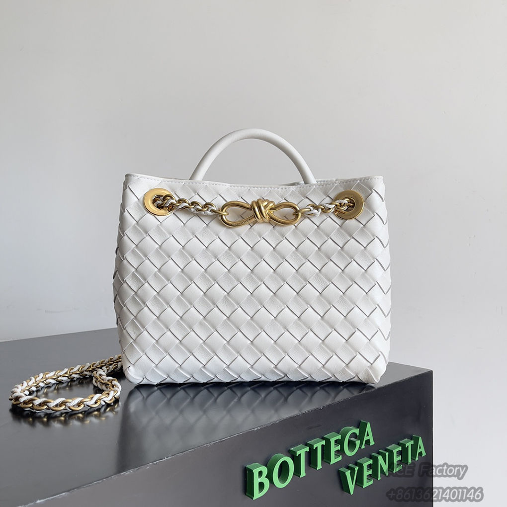 Bottega Veneta Spring  Summer New Arrivals Small ANDIAMO Chain Shoulder Bag 786008 Intreccio Braided Sheepskin Handbag Luxury Designer Mirror 9A 25cm