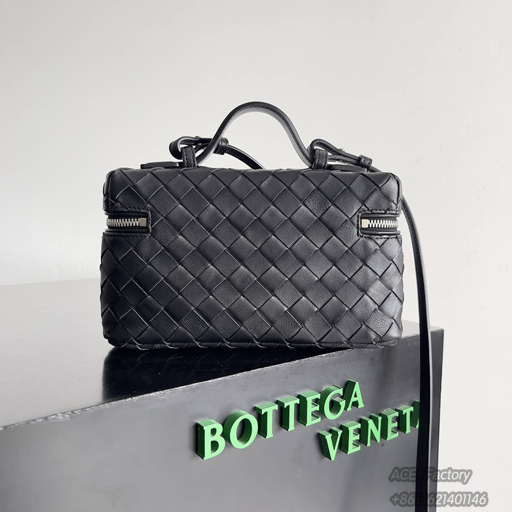 Bottega Veneta 24 Bang Bang Vanity Zip Crossbody Bag 789109 Intrecciato Woven Leather Cosmetic Case Handbag Luxury Designer Mirror 9A 22cm