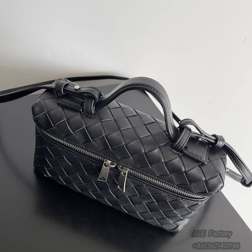 Bottega Veneta 24 Bang Bang Vanity Zip Crossbody Bag 789109 Intrecciato Woven Leather Cosmetic Case Handbag Luxury Designer Mirror 9A 22cm