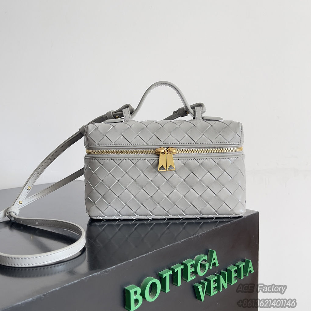 Bottega Veneta 24 Bang Bang Vanity Zip Crossbody Bag 789109 Intrecciato Woven Leather Cosmetic Case Handbag Luxury Designer Mirror 9A 22cm