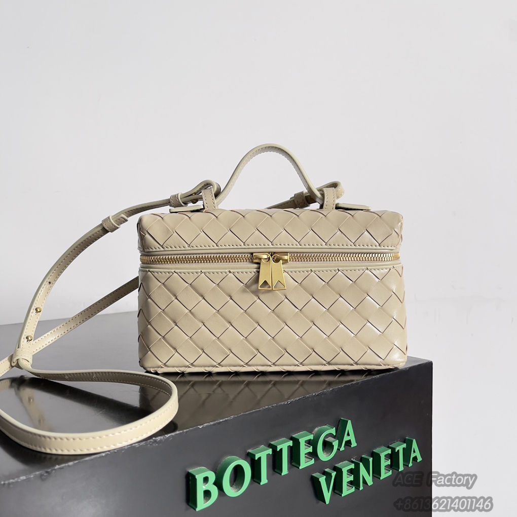 Bottega Veneta 24 Bang Bang Vanity Zip Crossbody Bag 789109 Intrecciato Woven Leather Cosmetic Case Handbag Luxury Designer Mirror 9A 22cm