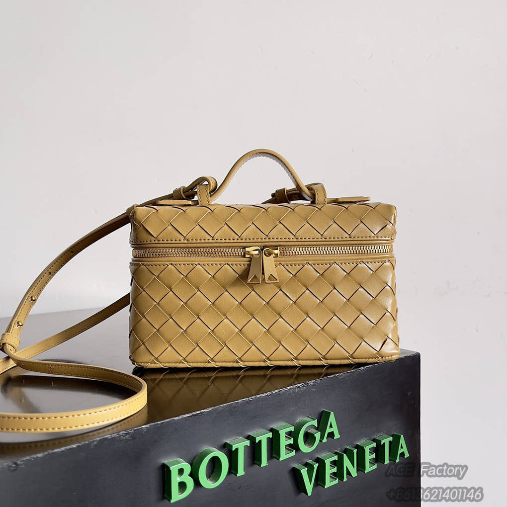 Bottega Veneta 24 Bang Bang Vanity Zip Crossbody Bag 789109 Intrecciato Woven Leather Cosmetic Case Handbag Luxury Designer Mirror 9A 22cm