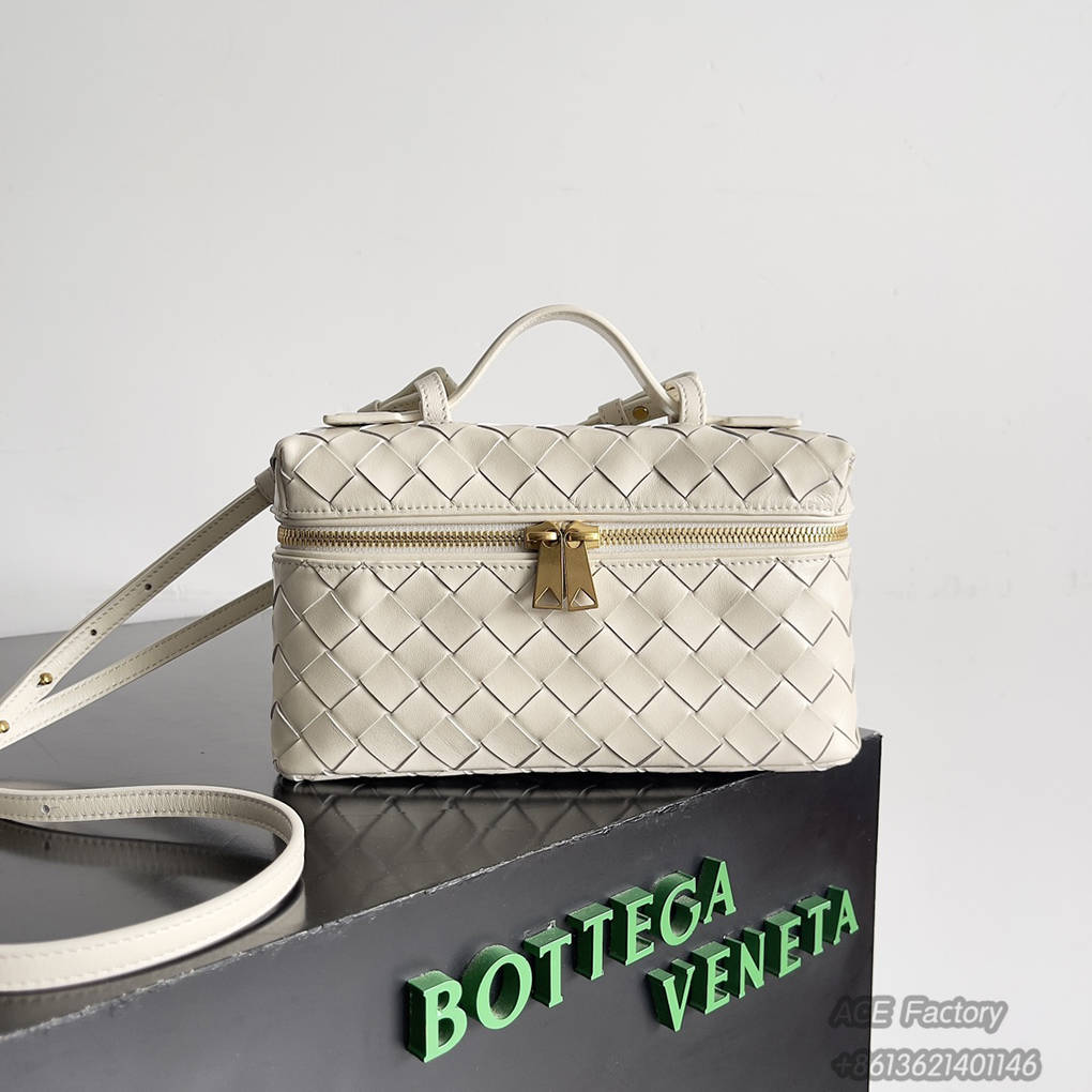 Bottega Veneta 24 Bang Bang Vanity Zip Crossbody Bag 789109 Intrecciato Woven Leather Cosmetic Case Handbag Luxury Designer Mirror 9A 22cm