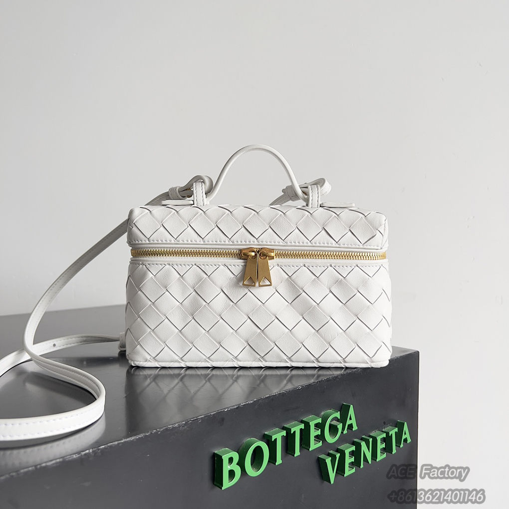 Bottega Veneta 24 Bang Bang Vanity Zip Crossbody Bag 789109 Intrecciato Woven Leather Cosmetic Case Handbag Luxury Designer Mirror 9A 22cm