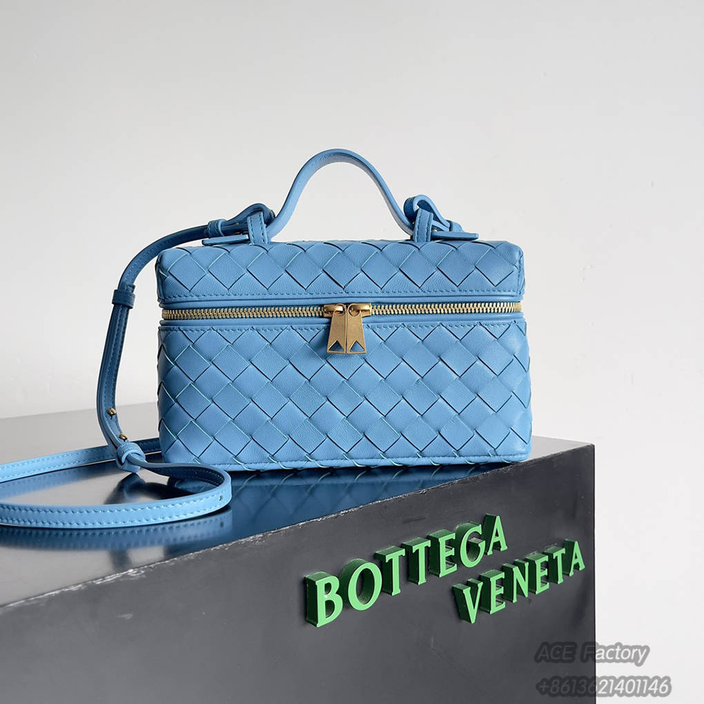 Bottega Veneta 24 Bang Bang Vanity Zip Crossbody Bag 789109 Intrecciato Woven Leather Cosmetic Case Handbag Luxury Designer Mirror 9A 22cm