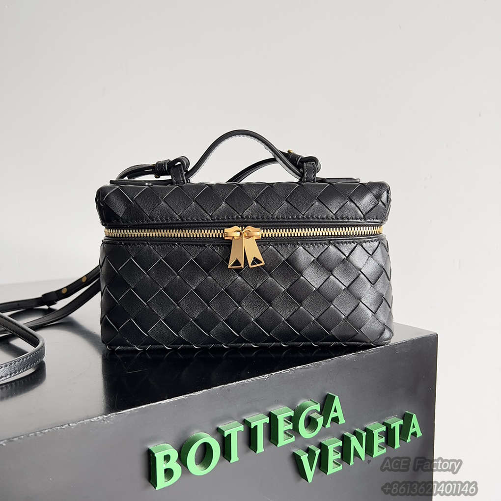 Bottega Veneta 24 Bang Bang Vanity Zip Crossbody Bag 789109 Intrecciato Woven Leather Cosmetic Case Handbag Luxury Designer Mirror 9A 22cm