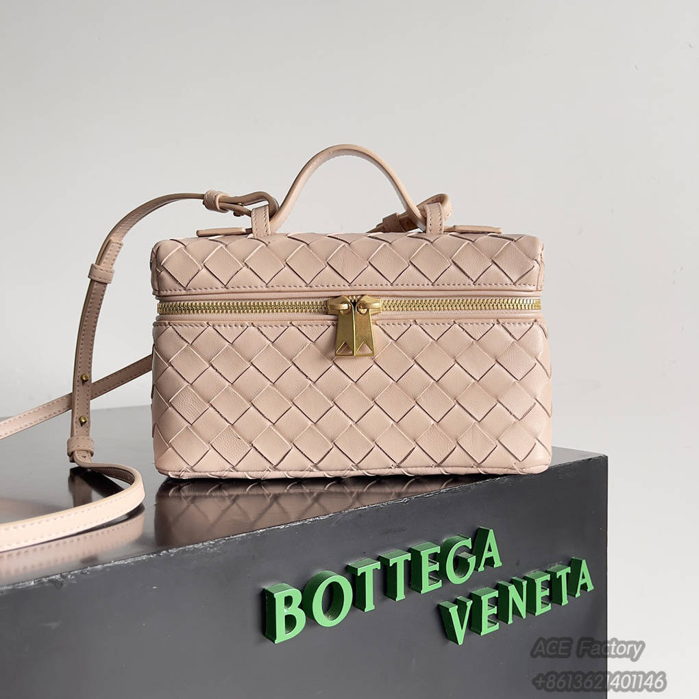 Bottega Veneta 24 Bang Bang Vanity Zip Crossbody Bag 789109 Intrecciato Woven Leather Cosmetic Case Handbag Luxury Designer Mirror 9A 22cm