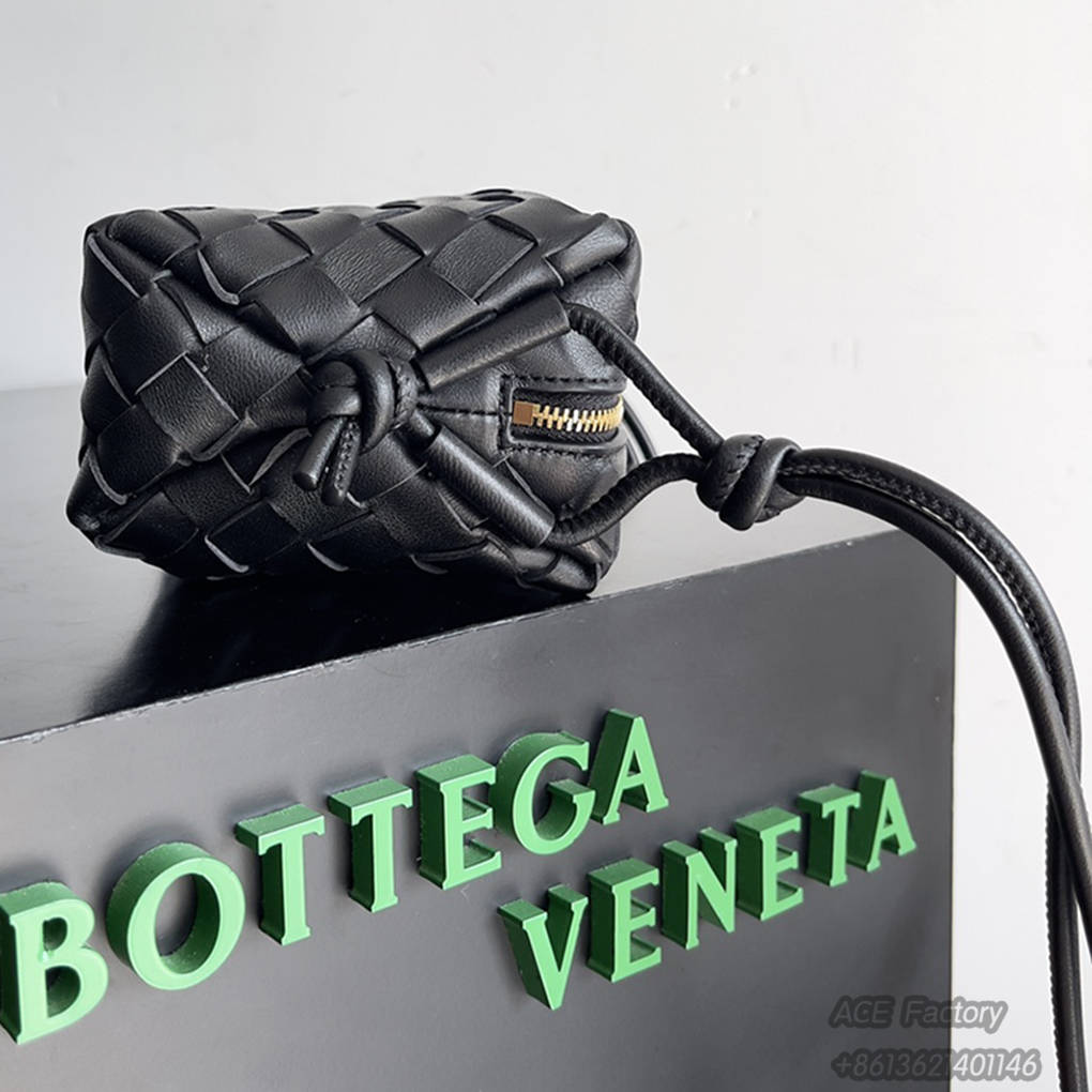 Bottega Veneta Mini Loop Camera   Crossbody Bag 723547 Intrecciato Lambskin Leather Signature Knot Luxury Designer Mirror 9A 17cm