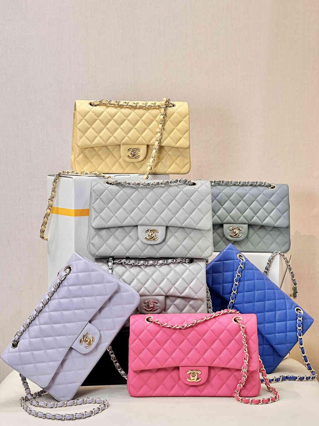 Chanel Classic Flap Bag A01112 Smooth Lambskin and Caviar Elegant Simple 7A High Quality Replica Handbag 25.5cm