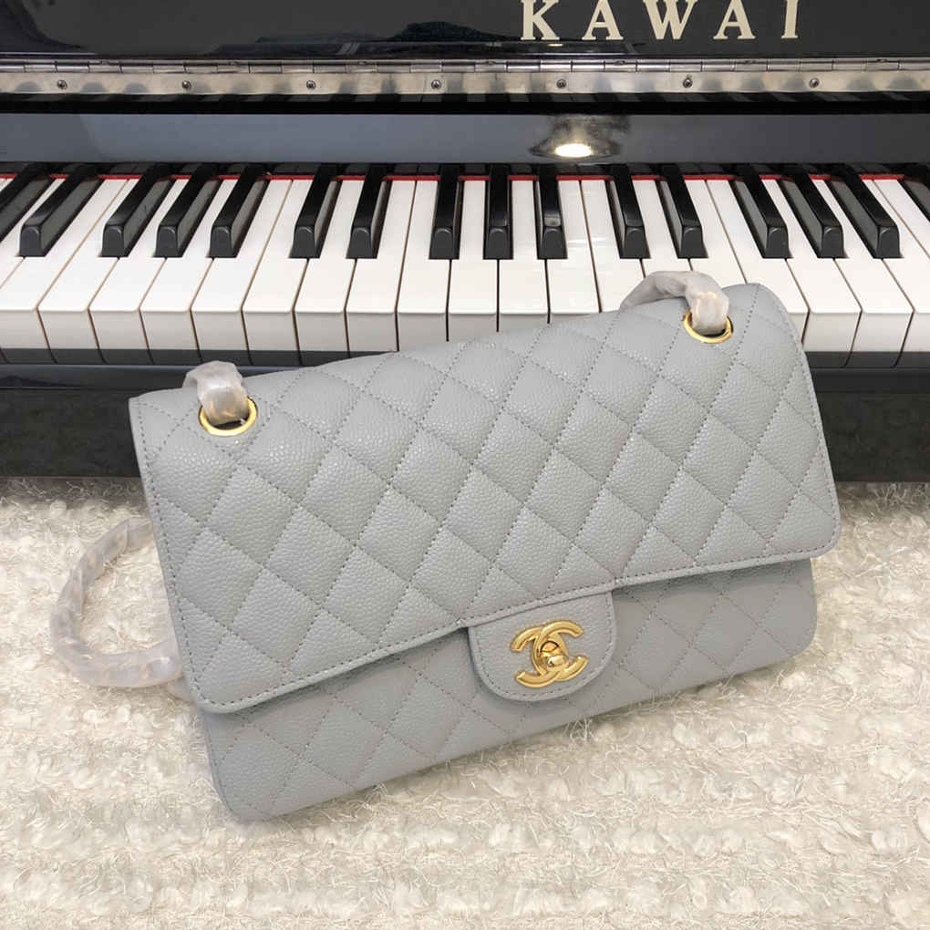 Chanel Classic Flap Bag A01112 Smooth Lambskin and Caviar Elegant Simple 7A High Quality Replica Handbag 25.5cm