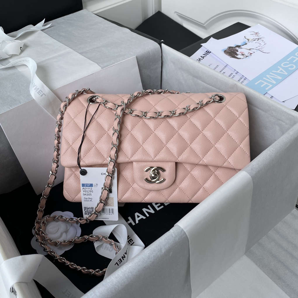 Chanel Classic Flap Bag A01112 Smooth Lambskin and Caviar Elegant Simple 7A High Quality Replica Handbag 25.5cm