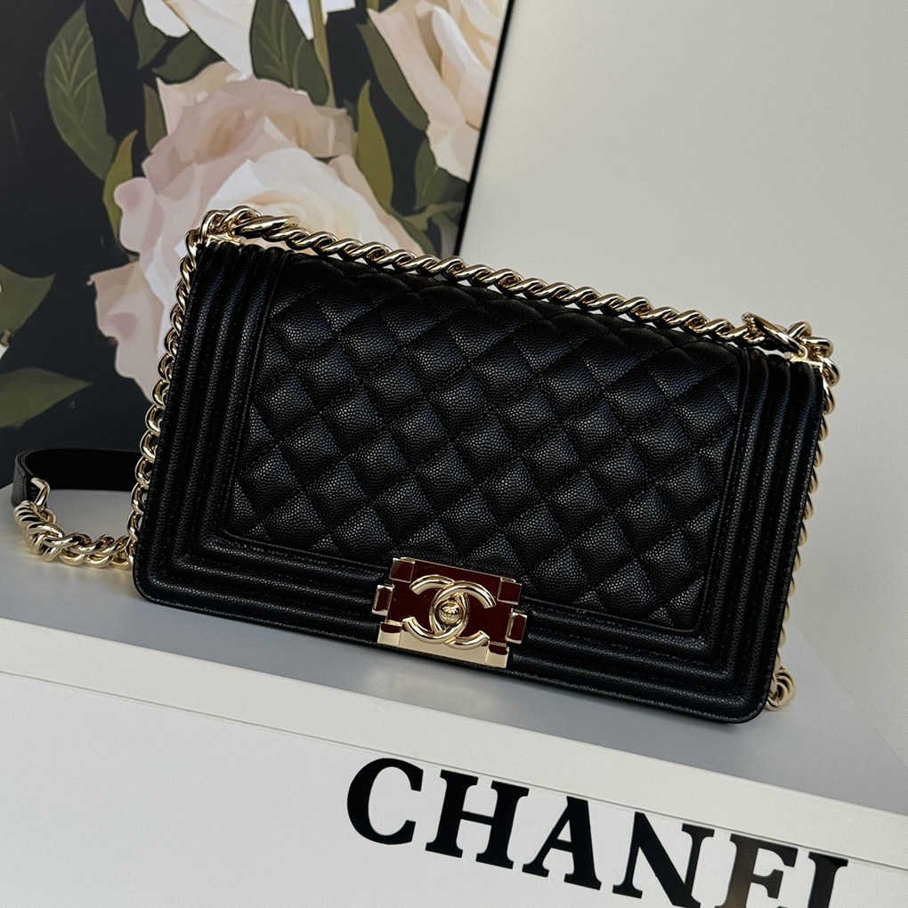 Chanel leboy caviar 67086 fine ball pattern CNITFR classic popular HandBag 9A mirror quality 25cm   Virginie Viard  Karl Lagerfeld 