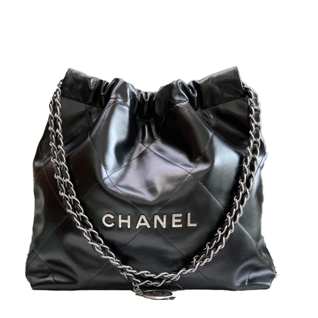 Chanel 22bag Storage Bag Underarm Handbag Shiny Calfskin 10A Mirror Quality Luxury Designer 99156 30cm