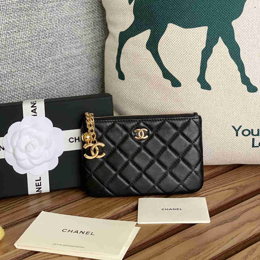 Chanel Pendant Coin Purse A50168 Top Leather Hardware, Diamond Pattern Wallet First Layer Cowhide New 9A Mirror Quality 14cm