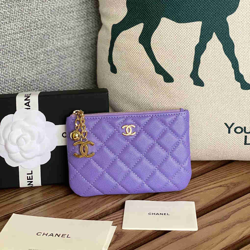 Chanel Pendant Coin Purse A50168 Top Leather Hardware, Diamond Pattern Wallet First Layer Cowhide New 9A Mirror Quality 14cm