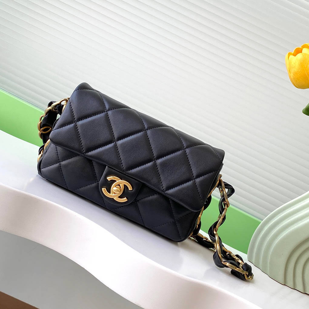 Chanel 24k New Underarm Flap Handbag Classic AS5174 CC Metal Chain 9A Mirror Quality Luxury Design 21cm