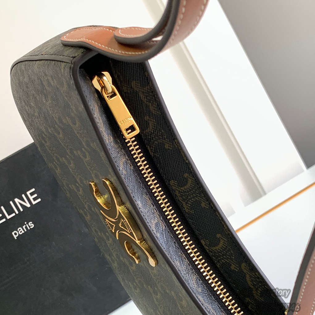 CELINE TILLY TRIOMPHE Underarm Bag Medium Shoulder Bag 115703 Casual Fashion Handbag Luxury Designer Mirror Quality 22cm