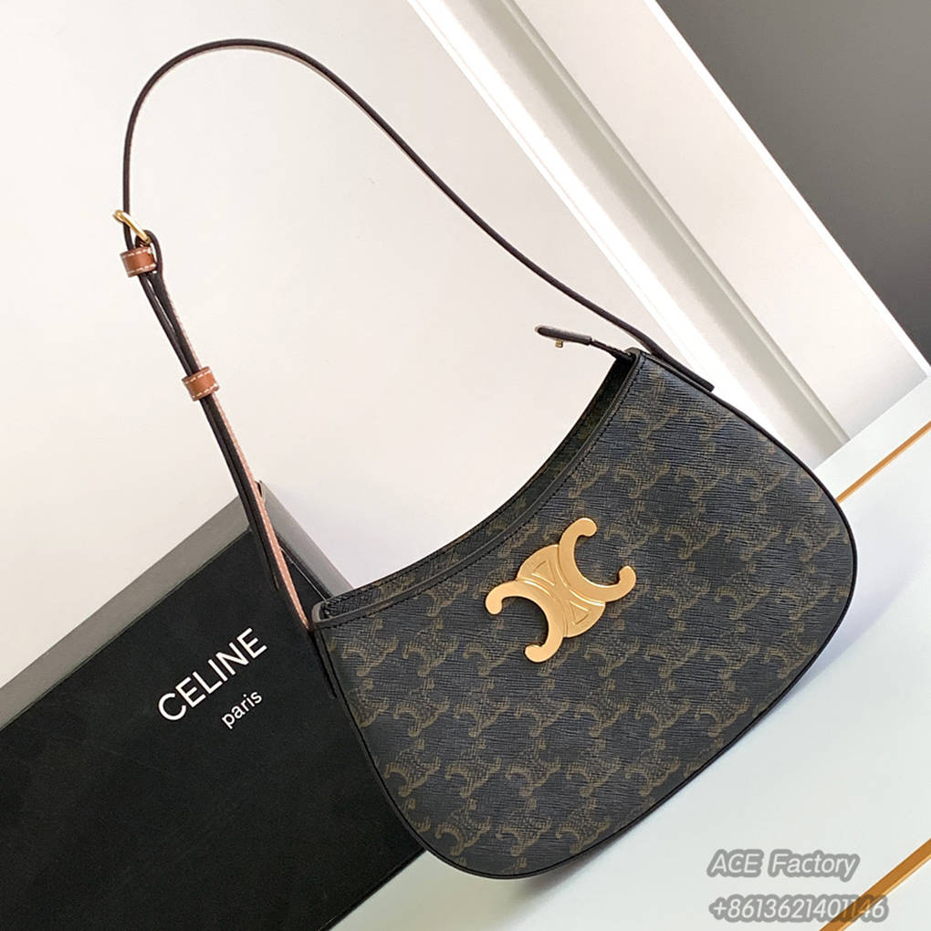 CELINE TILLY TRIOMPHE Underarm Bag Medium Shoulder Bag 115703 Casual Fashion Handbag Luxury Designer Mirror Quality 22cm