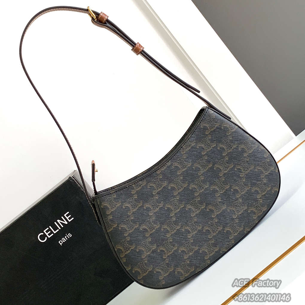 CELINE TILLY TRIOMPHE Underarm Bag Medium Shoulder Bag 115703 Casual Fashion Handbag Luxury Designer Mirror Quality 22cm