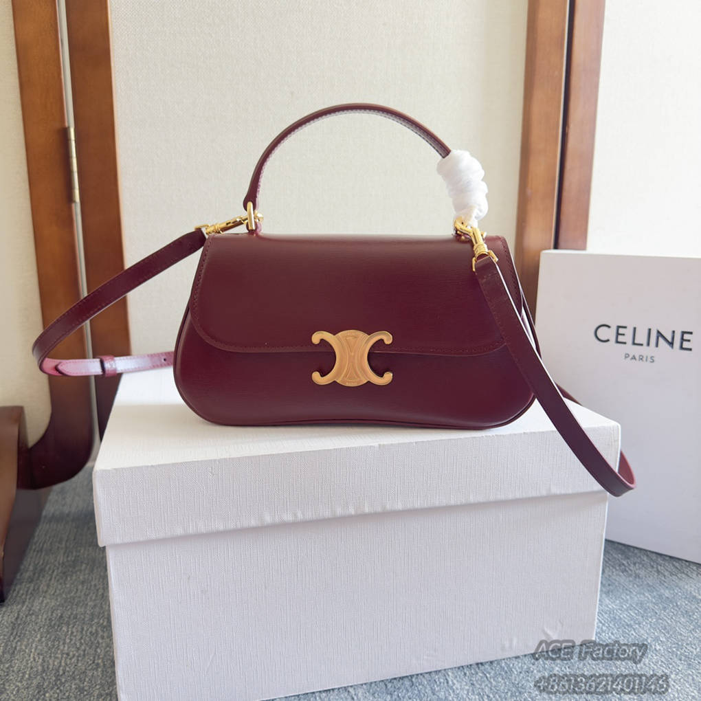 CELINE TILLY TRIOMPHE Underarm Bag Medium Shoulder Bag 115703 Casual Fashion Handbag Luxury Designer Mirror Quality 22cm