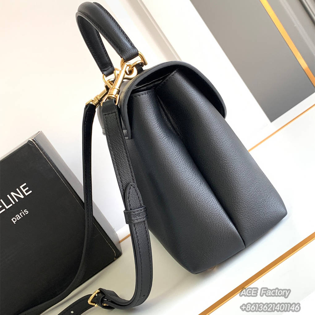 Celine 24 Nino Medium Soft Cowhide Handbag Supple Calfskin  Triomphe Kelly Shoulder Bag 117523 Totes Crossbody Luxury Designer Mirror Quality 25cm