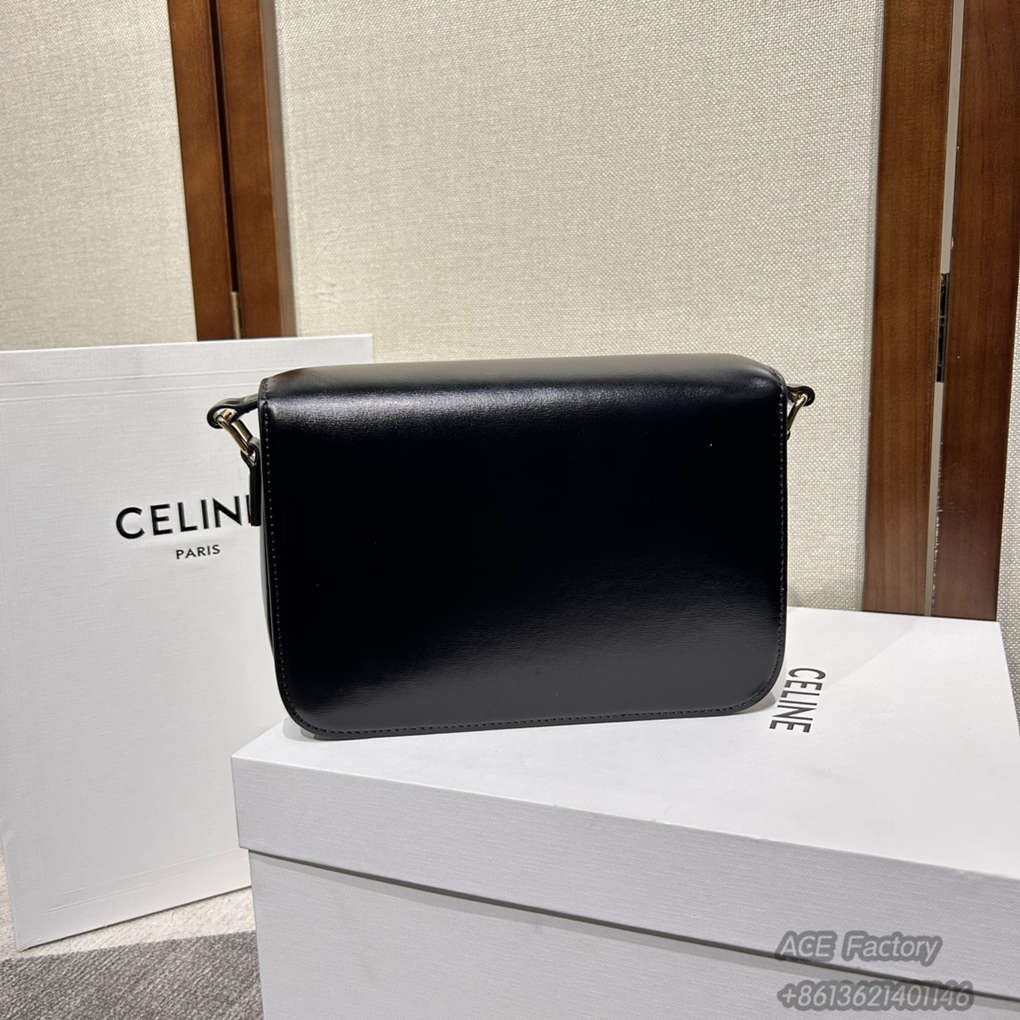 Celine Triomphe Bag Shiny Calfskin Shoulder Bags 187363 Handbag Luxury Designer Mirror Quality 22.5cm