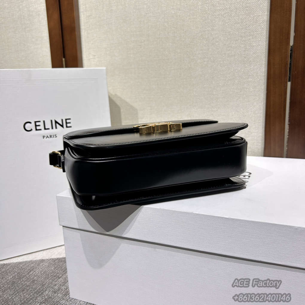 Celine Triomphe Bag Shiny Calfskin Shoulder Bags 187363 Handbag Luxury Designer Mirror Quality 22.5cm