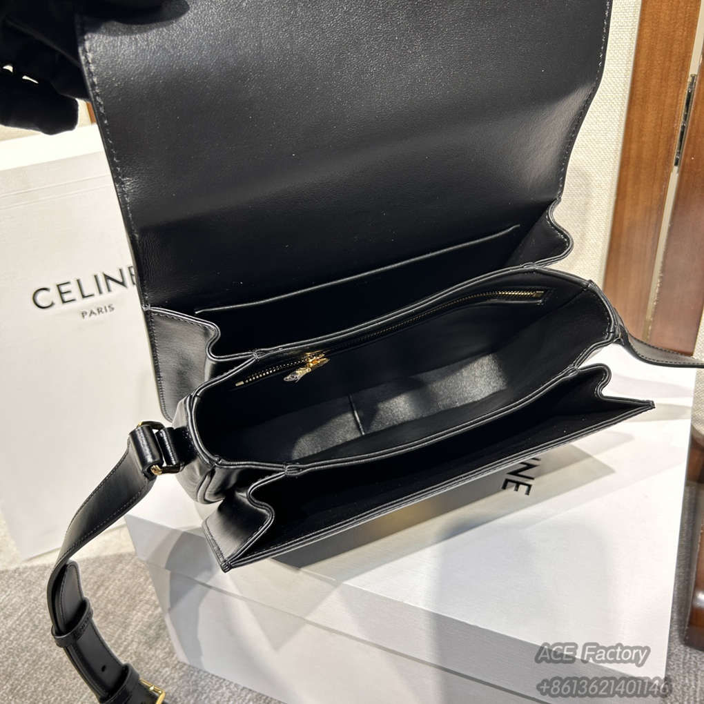 Celine Triomphe Bag Shiny Calfskin Shoulder Bags 187363 Handbag Luxury Designer Mirror Quality 22.5cm