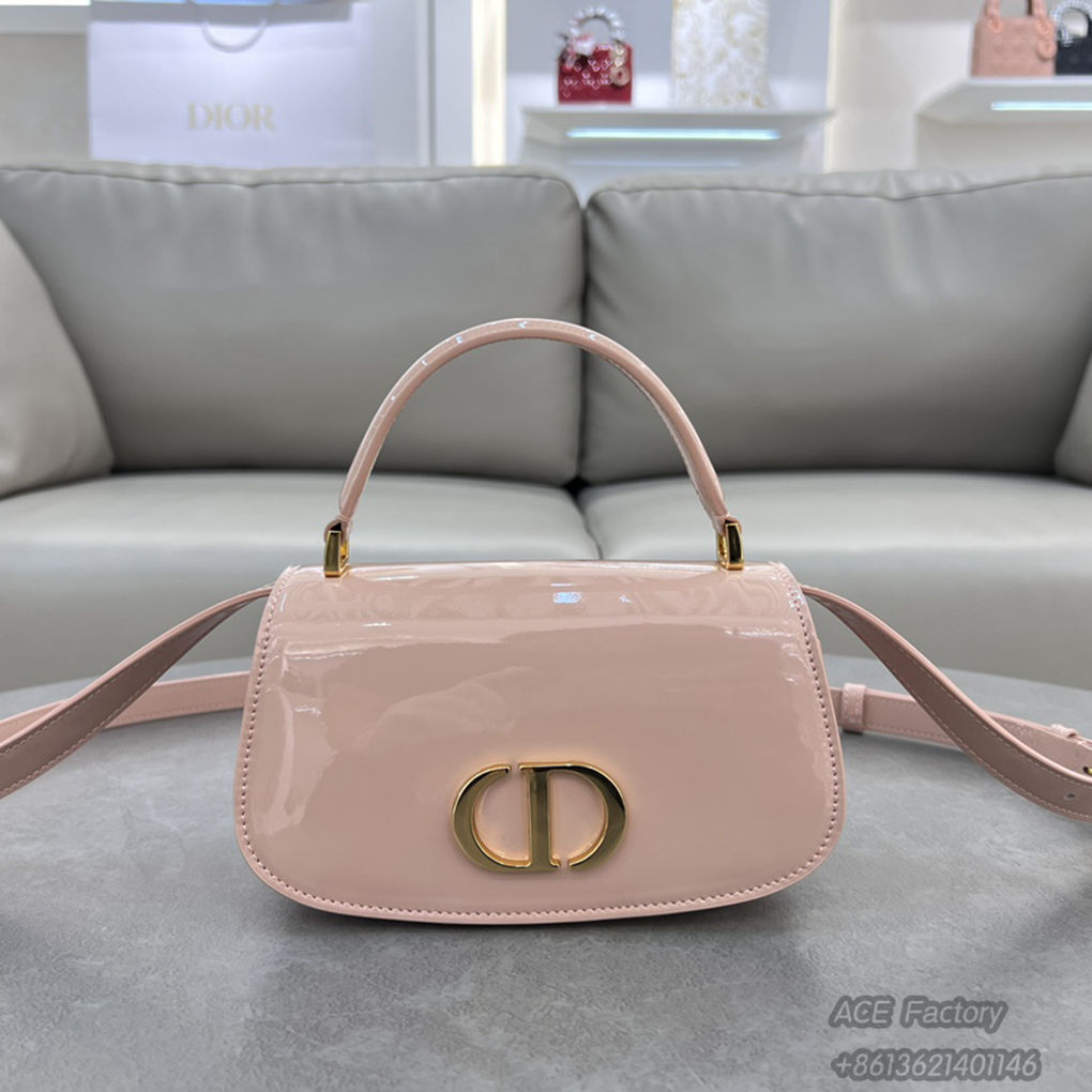 Dior 30 Montaigne Avenue Top Handle Bag 6530 Shiny Patent Leather 9A Mirror Quality Luxury Design 19 cm