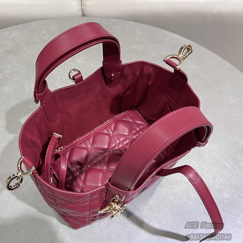 Christian Dior 30 Montaigne Mini Drawstring Bucket 9A Mirror Quality Luxury Design Genuine Leather 16cm