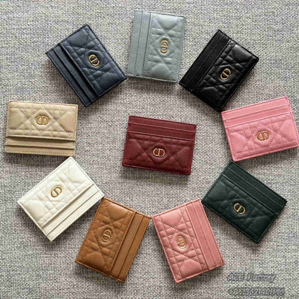 Dior Caro Wallet S5130 Five-grid Card Holder Litchi Grain Cowhide High Quality Version Mirror Designer Luxury 10.5x7.5cm