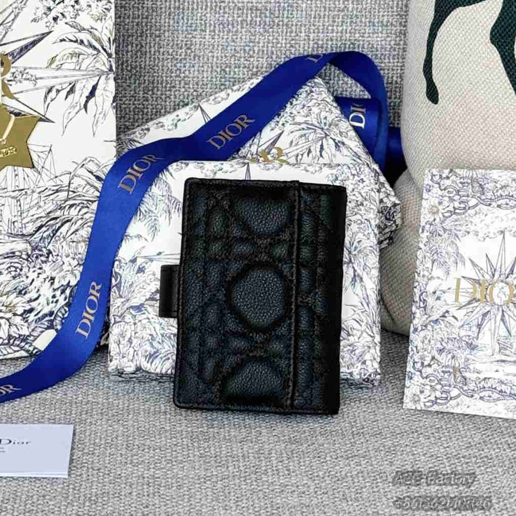 Dior Caro Dandelion Card Holder Cowhide S5157 High Quality Version Mirror Designer Luxury 11cm