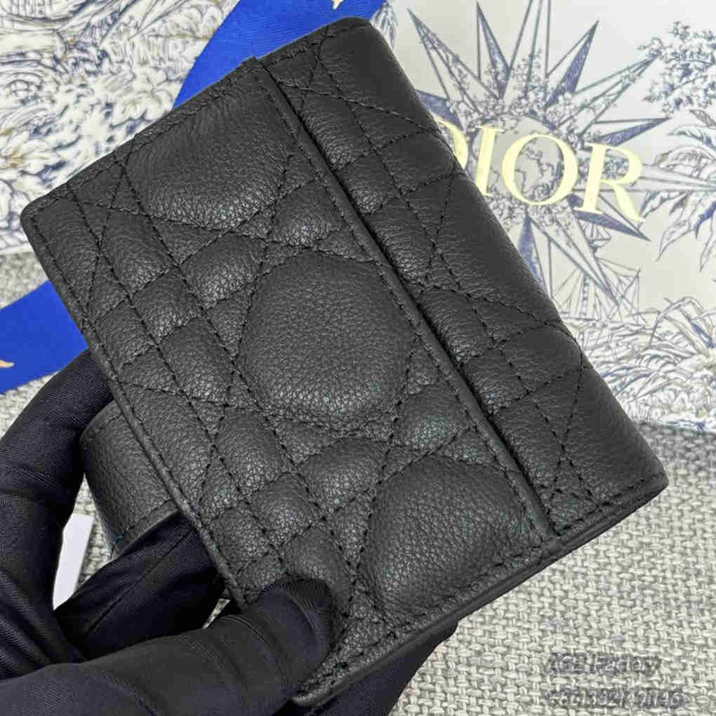 Dior Caro Dandelion Card Holder Cowhide S5157 High Quality Version Mirror Designer Luxury 11cm