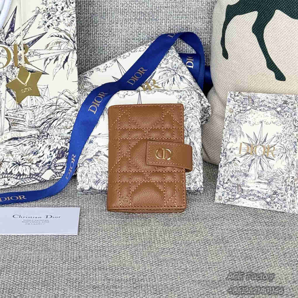 Dior Caro Dandelion Card Holder Cowhide S5157 High Quality Version Mirror Designer Luxury 11cm