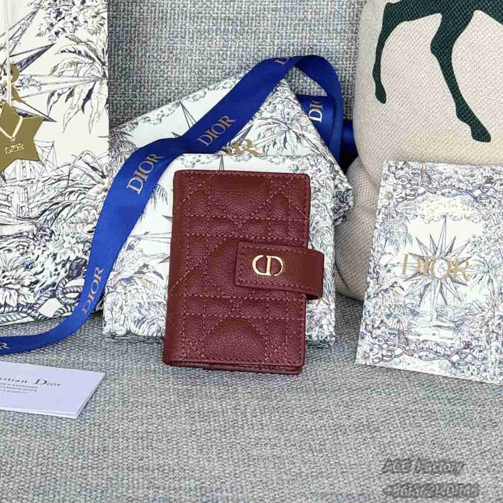 Dior Caro Dandelion Card Holder Cowhide S5157 High Quality Version Mirror Designer Luxury 11cm