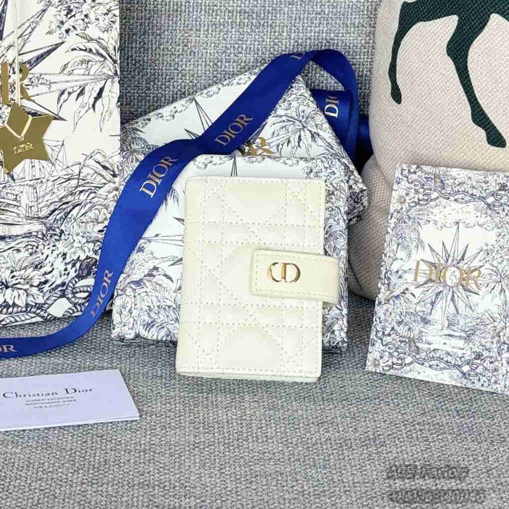 Dior Caro Dandelion Card Holder Cowhide S5157 High Quality Version Mirror Designer Luxury 11cm