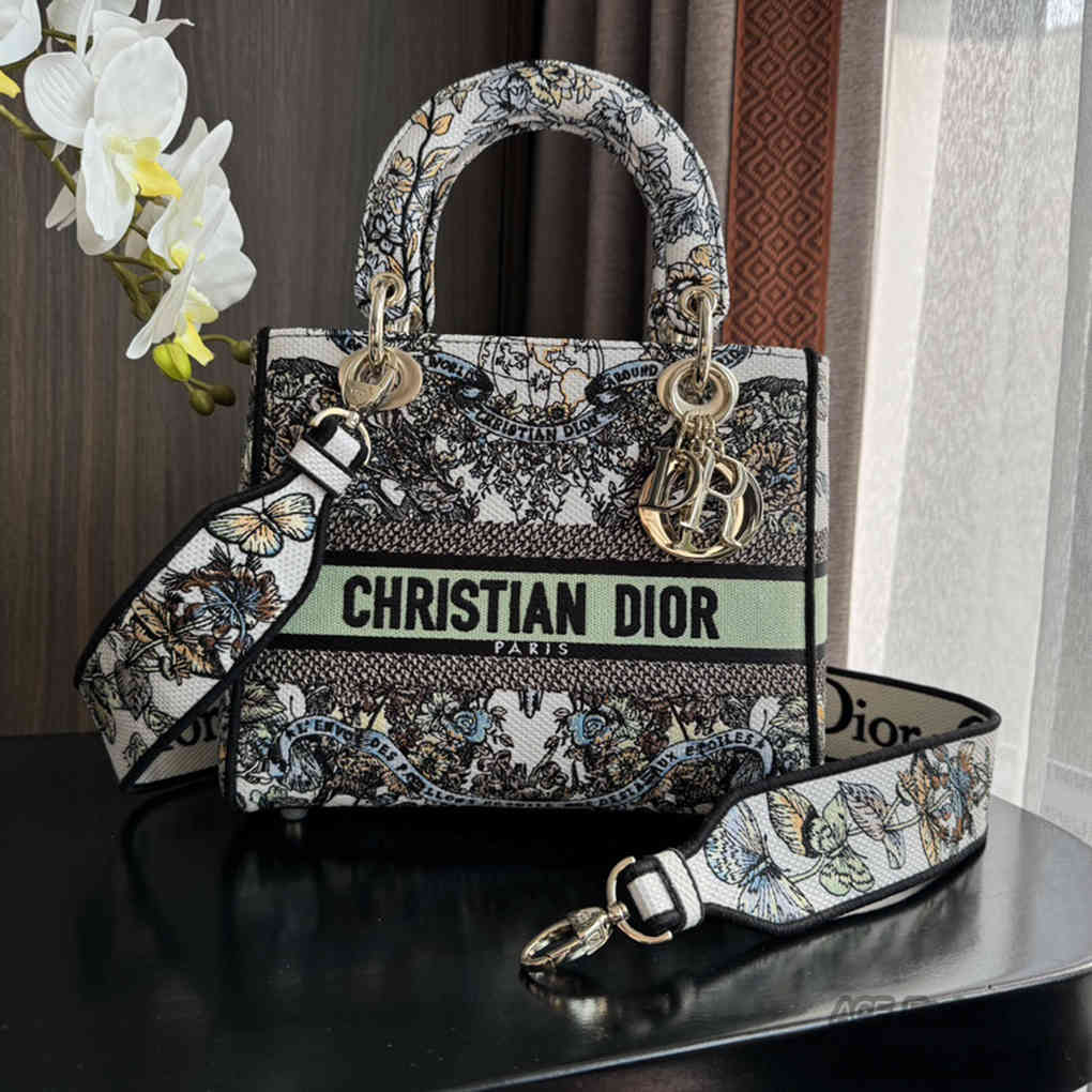 Christian Dior Dior Bag Lady Embroidery 6605 Tote Fashion Women Handbag 9A Mirror High Quality Luxury Design 24cm