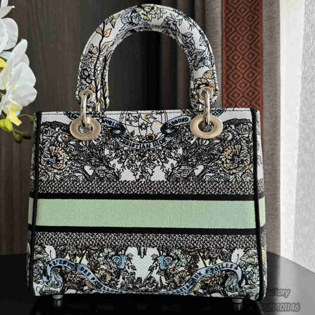 Christian Dior Dior Bag Lady Embroidery 6605 Tote Fashion Women Handbag 9A Mirror High Quality Luxury Design 24cm