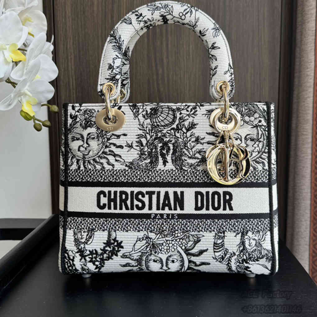 Christian Dior Dior Bag Lady Embroidery 6605 Tote Fashion Women Handbag 9A Mirror High Quality Luxury Design 24cm