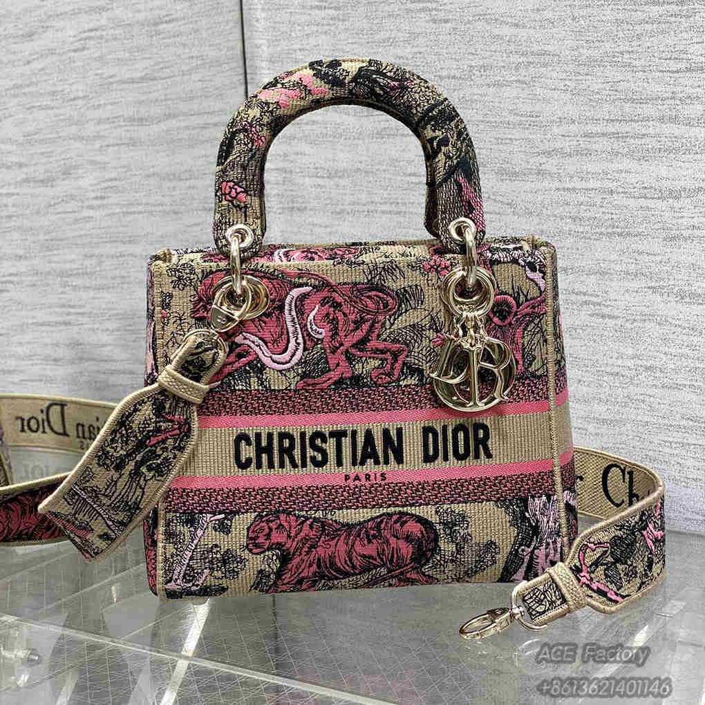 Christian Dior Dior Bag Lady Embroidery 6605 Tote Fashion Women Handbag 9A Mirror High Quality Luxury Design 24cm