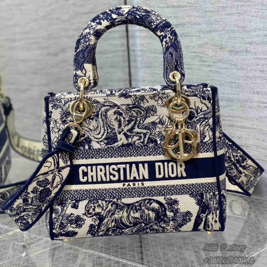 Christian Dior Dior Bag Lady Embroidery 6605 Tote Fashion Women Handbag 9A Mirror High Quality Luxury Design 24cm